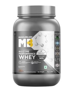 MuscleBlaze Biozyme Performance Whey (Rich Chocolate, 1 kg / 2.2 lb)