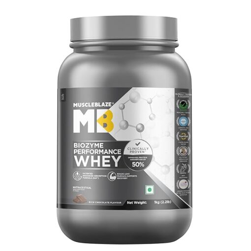 MuscleBlaze Biozyme Performance Whey (Rich Chocolate, 1 kg / 2.2 lb)